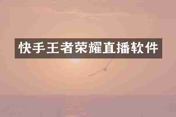 快手王者荣耀直播软件