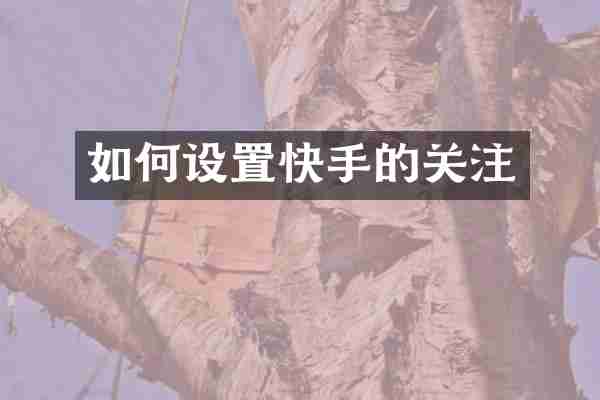 如何设置快手的关注