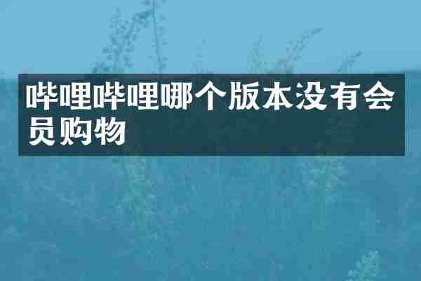 哔哩哔哩哪个版本没有会员购物