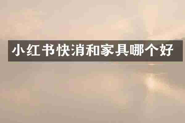 小红书快消和家具哪个好