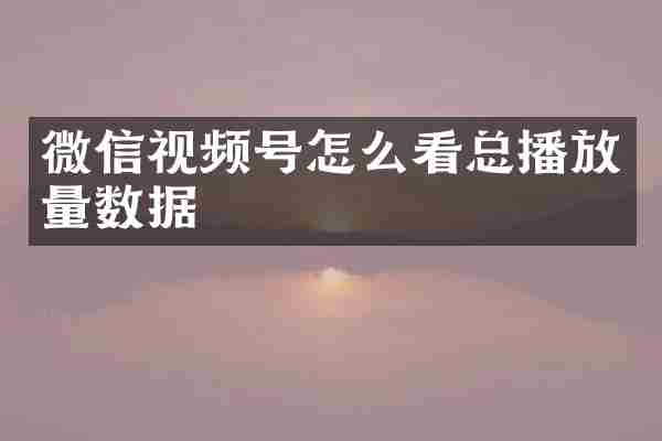 微信视频号怎么看总播放量数据