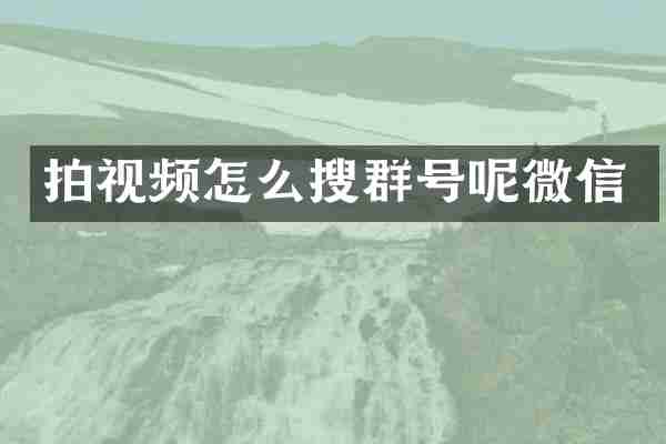 拍视频怎么搜群号呢微信