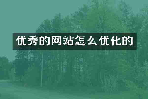优秀的网站怎么优化的