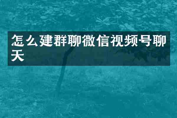 怎么建群聊微信视频号聊天
