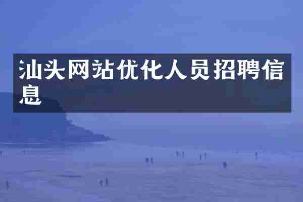 汕头网站优化人员招聘信息