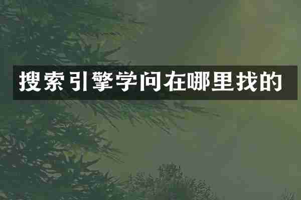 搜索引擎学问在哪里找的