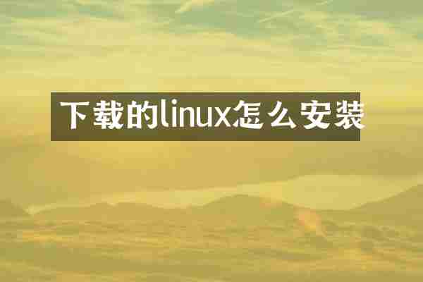 下载的linux怎么安装