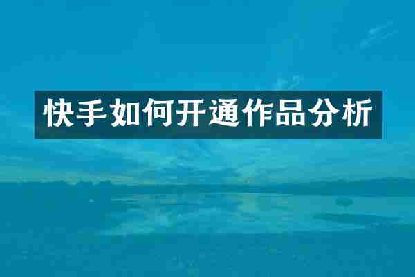 快手如何开通作品分析
