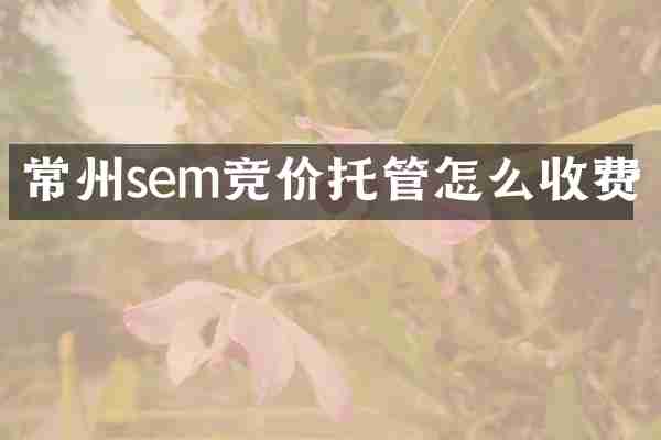 常州sem竞价托管怎么收费