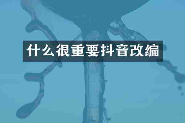 什么很重要抖音改编