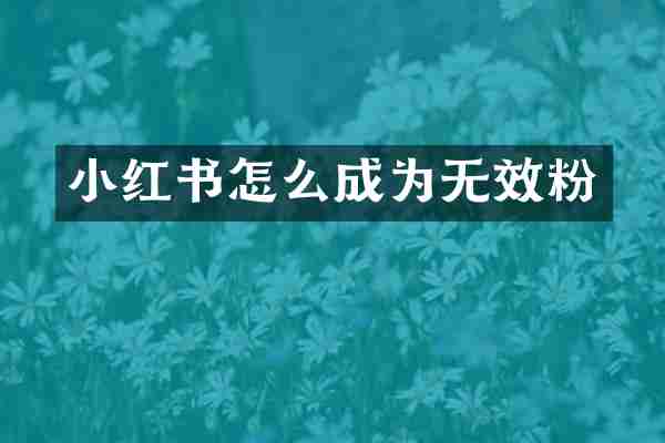 小红书怎么成为无效粉