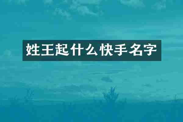 姓王起什么快手名字