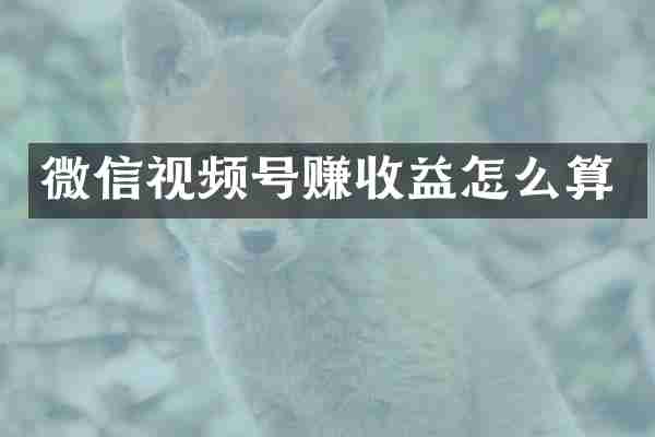 微信视频号赚收益怎么算