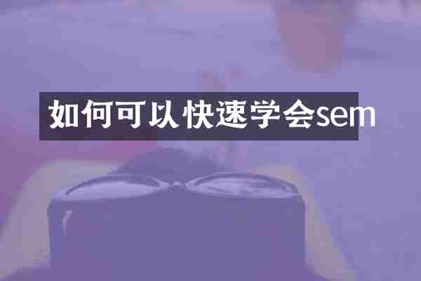 如何可以快速学会sem