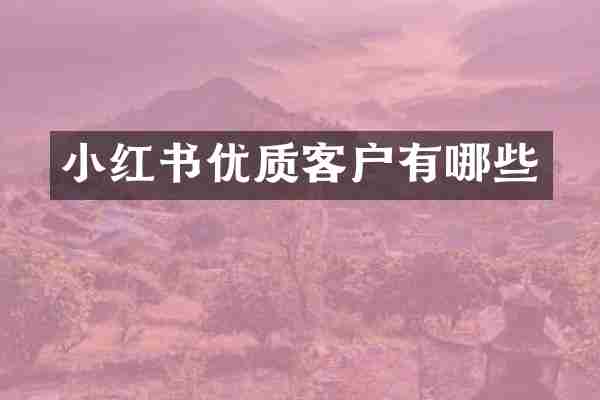 小红书优质客户有哪些