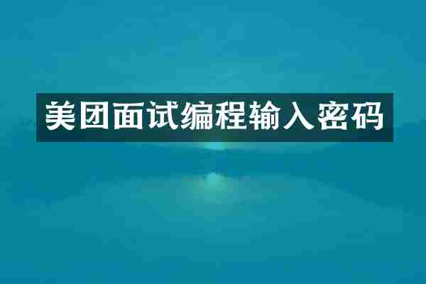 美团面试编程输入密码