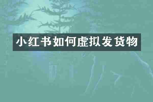 小红书如何虚拟发货物