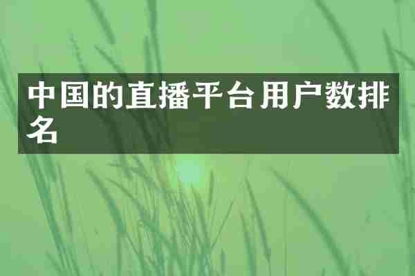 中国的直播平台用户数排名