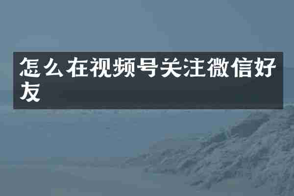 怎么在视频号关注微信好友