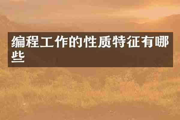 编程工作的性质特征有哪些