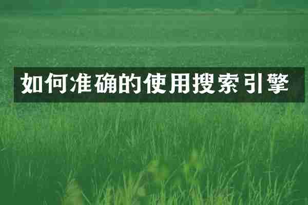 如何准确的使用搜索引擎
