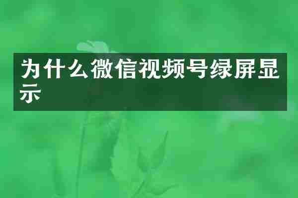 为什么微信视频号绿屏显示