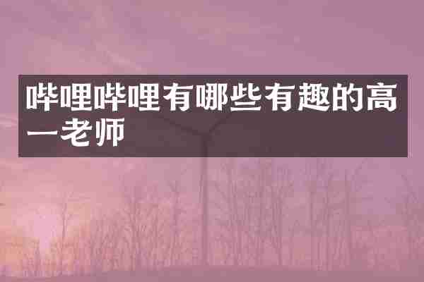 哔哩哔哩有哪些有趣的高一老师