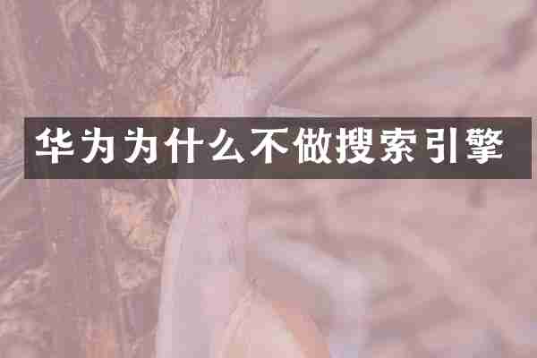华为为什么不做搜索引擎