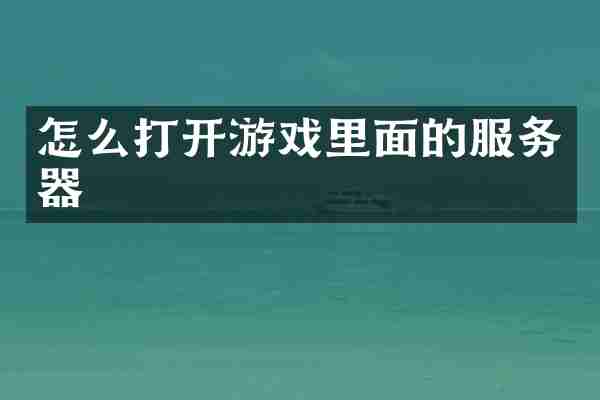 怎么打开游戏里面的服务器