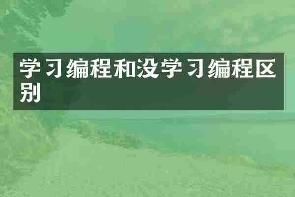 学习编程和没学习编程区别
