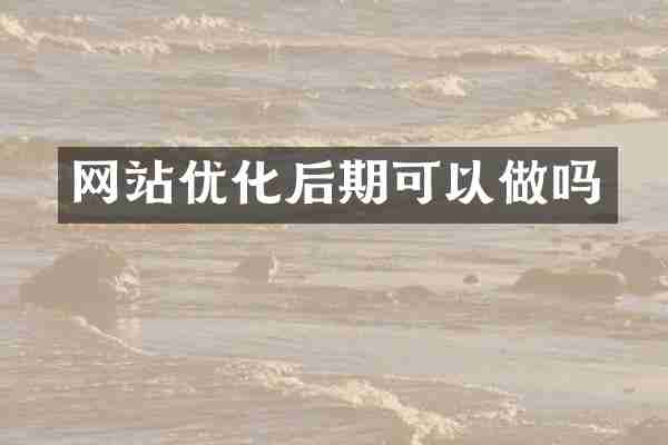 网站优化后期可以做吗