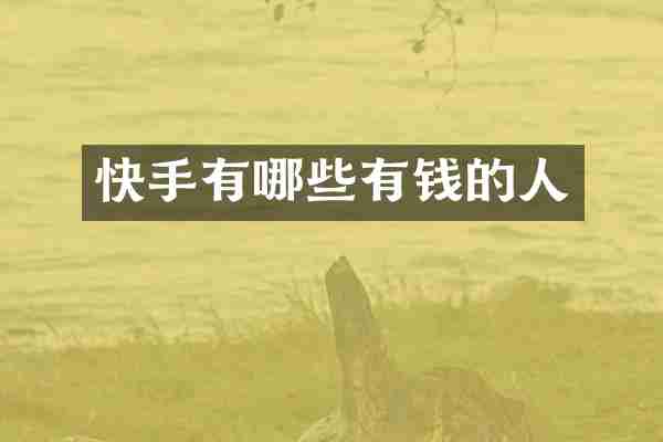 快手有哪些有钱的人