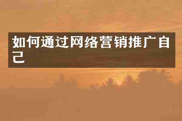 如何通过网络营销推广自己