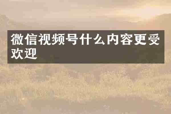 微信视频号什么内容更受欢迎
