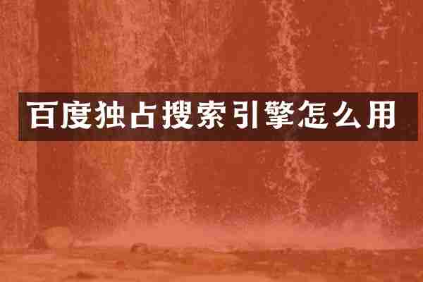 百度独占搜索引擎怎么用