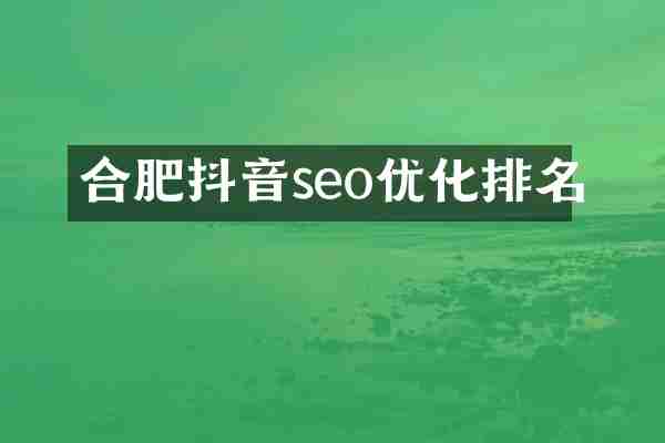 合肥抖音seo优化排名