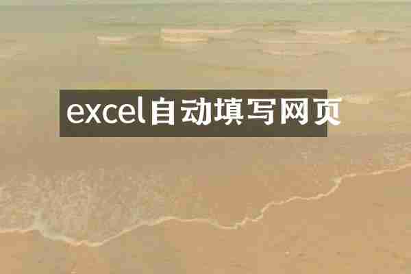 excel自动填写网页