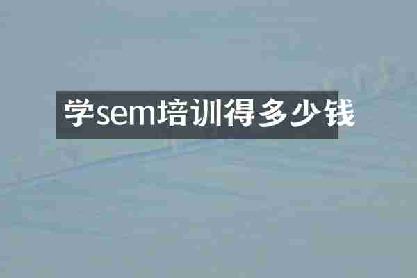 学sem培训得多少钱