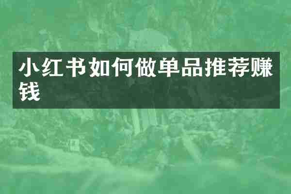 小红书如何做单品推荐赚钱