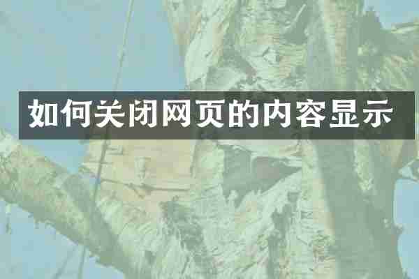 如何关闭网页的内容显示