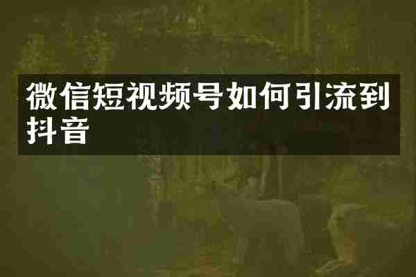 微信短视频号如何引流到抖音