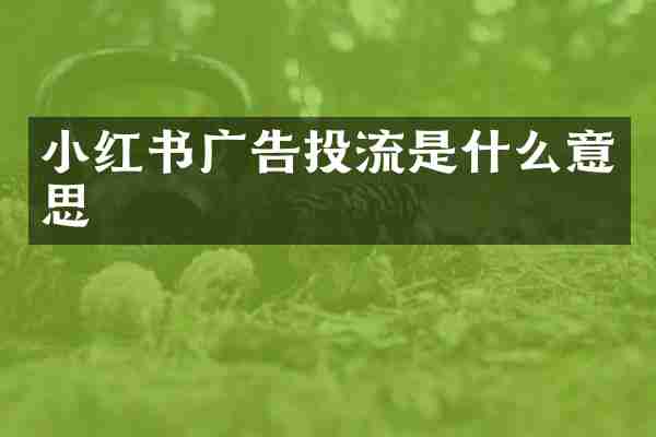 小红书广告投流是什么意思
