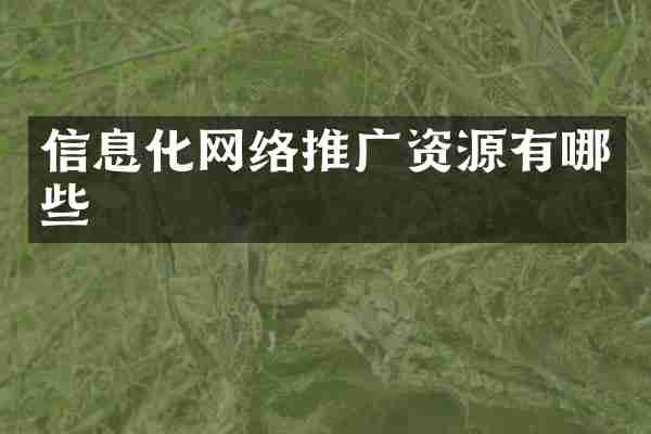 信息化网络推广资源有哪些