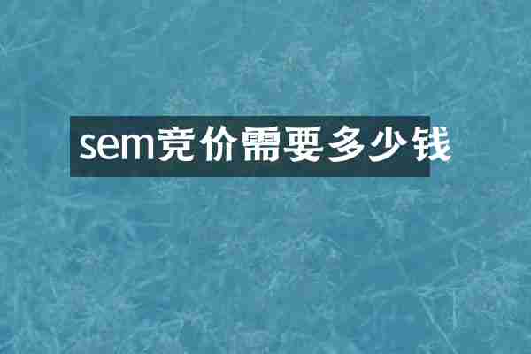 sem竞价需要多少钱