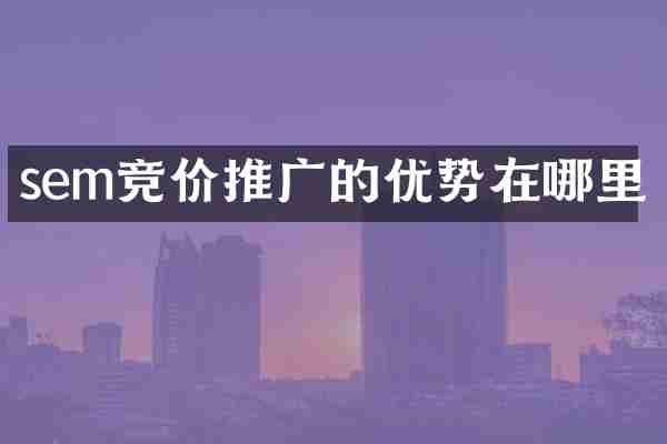 sem竞价推广的优势在哪里
