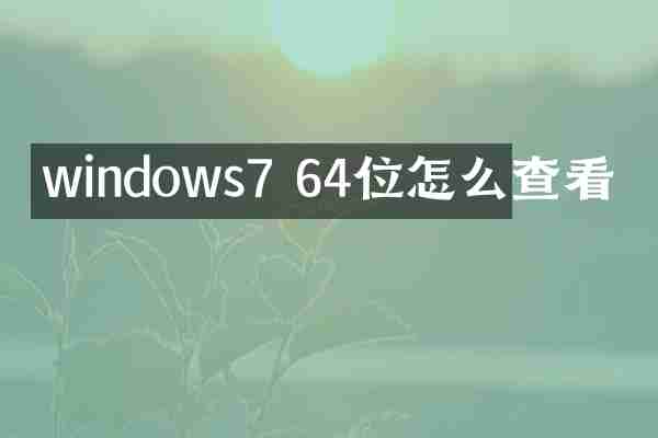 windows7 64位怎么查看