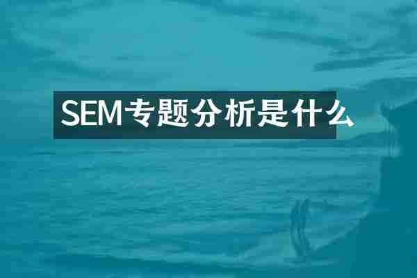 SEM专题分析是什么