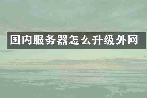 国内服务器怎么升级外网
