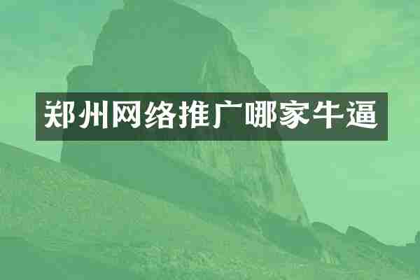 郑州网络推广哪家牛逼