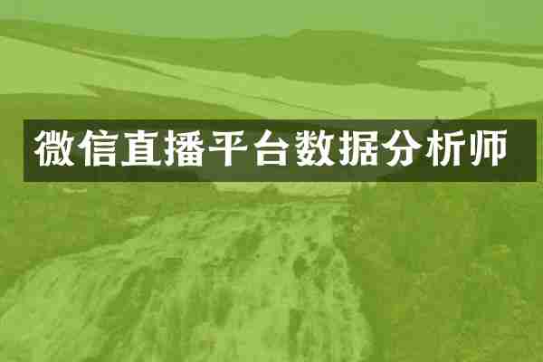 微信直播平台数据分析师
